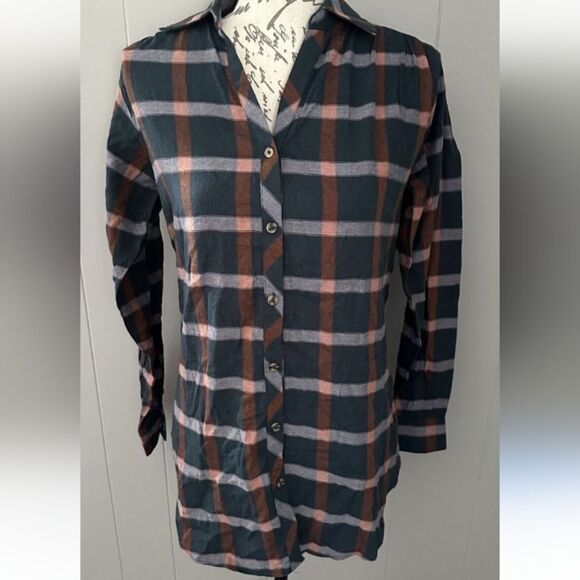 Target Knox Rose Long Sleeve Shirt Top Plaid Button Down small size Nwot - Picture 1 of 12